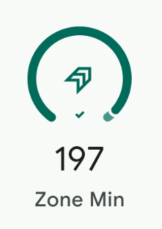 Fitness logo with the text "197 zone minutes".