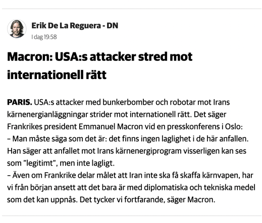 Skärmdump från DN:s liverapportering.