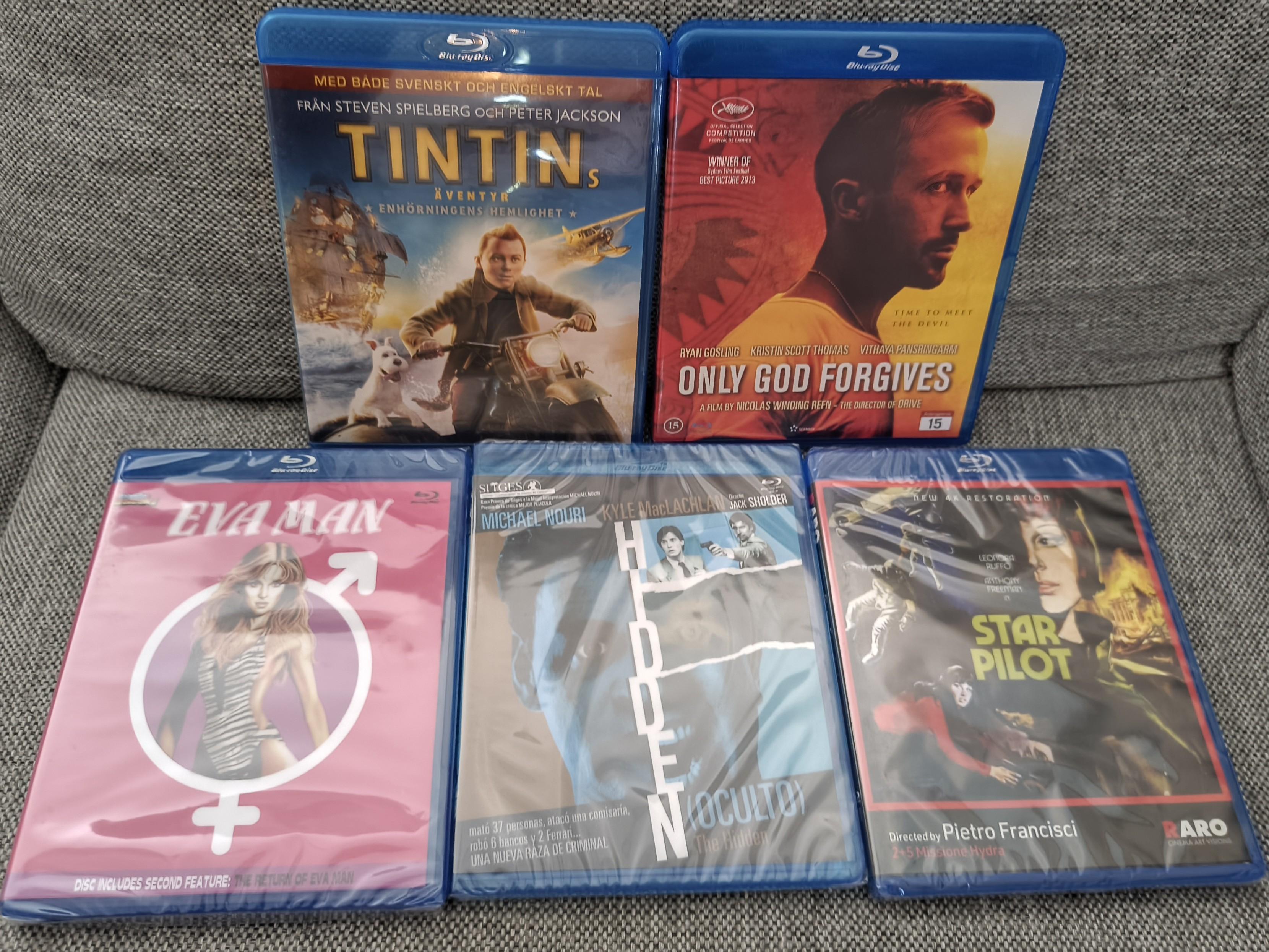 Tintin, Only God forgives, Eva man, The Hidden and Starpilot on bluray