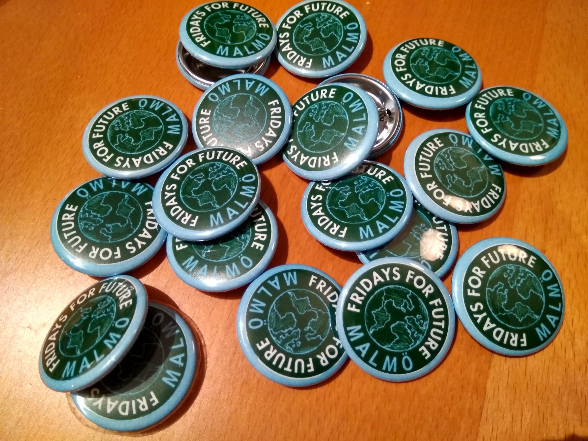 Pins med logga för Fridays For Future och texten Malmö.
